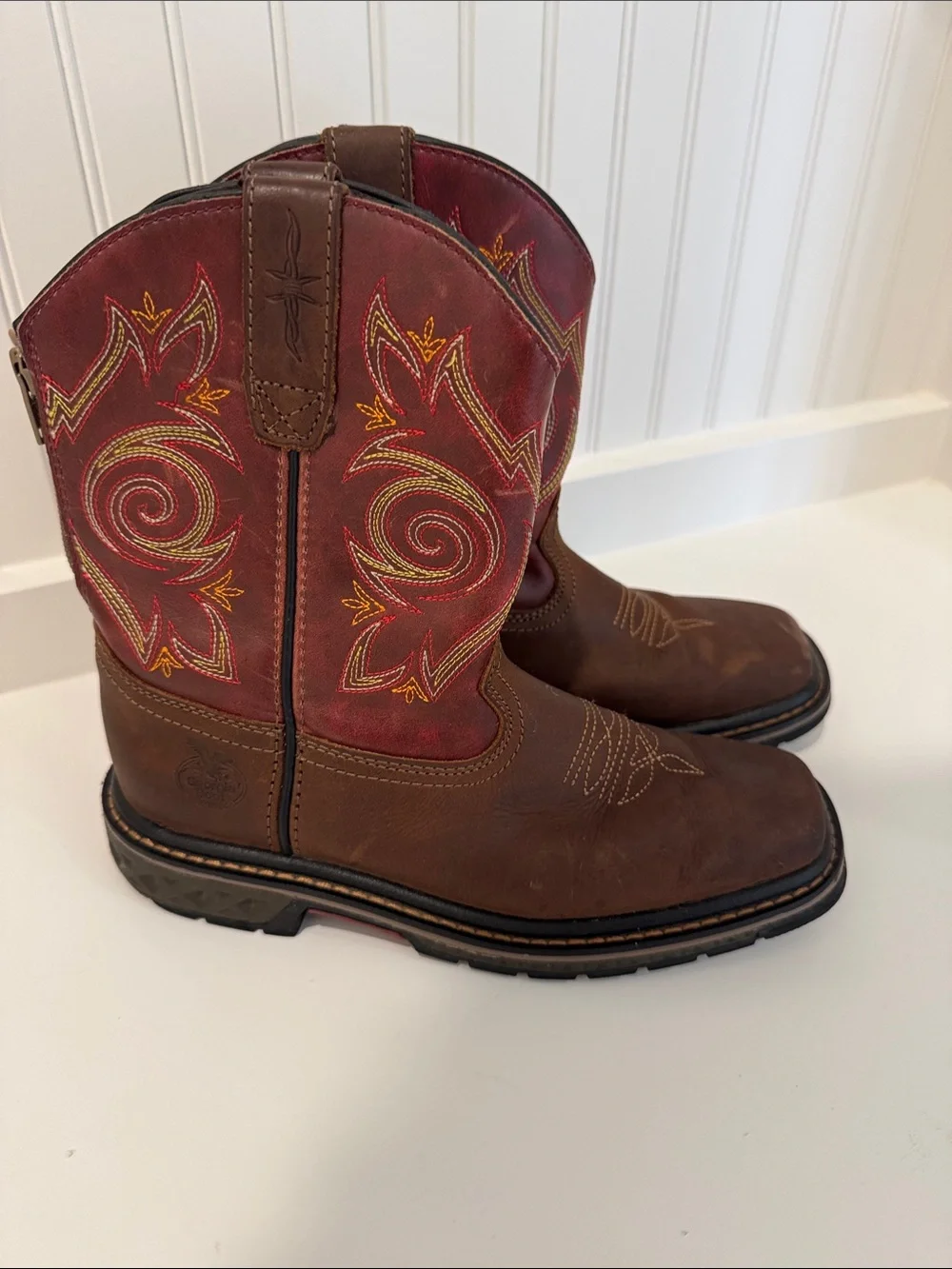 Georgia Kids Carbo Tec LT Pull On Western Cowboy Boots Unisex 2.5m Leather